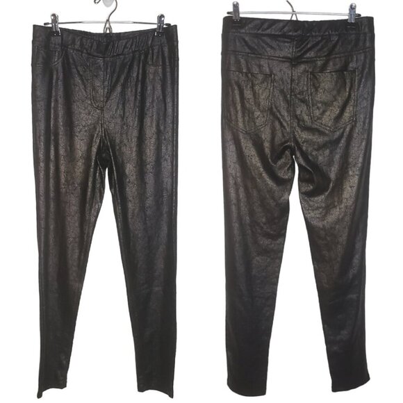 NWT Yest Sz 10 Ornika Essential Texured Vegan Leather Pants, Black/Copper (1420) - Picture 1 of 6